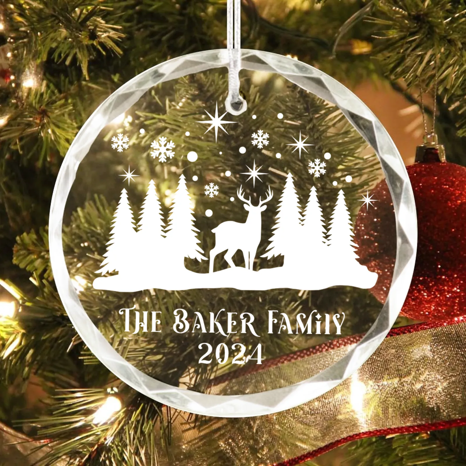 Personalized Family Christmas Glass Ornaments GX02-4