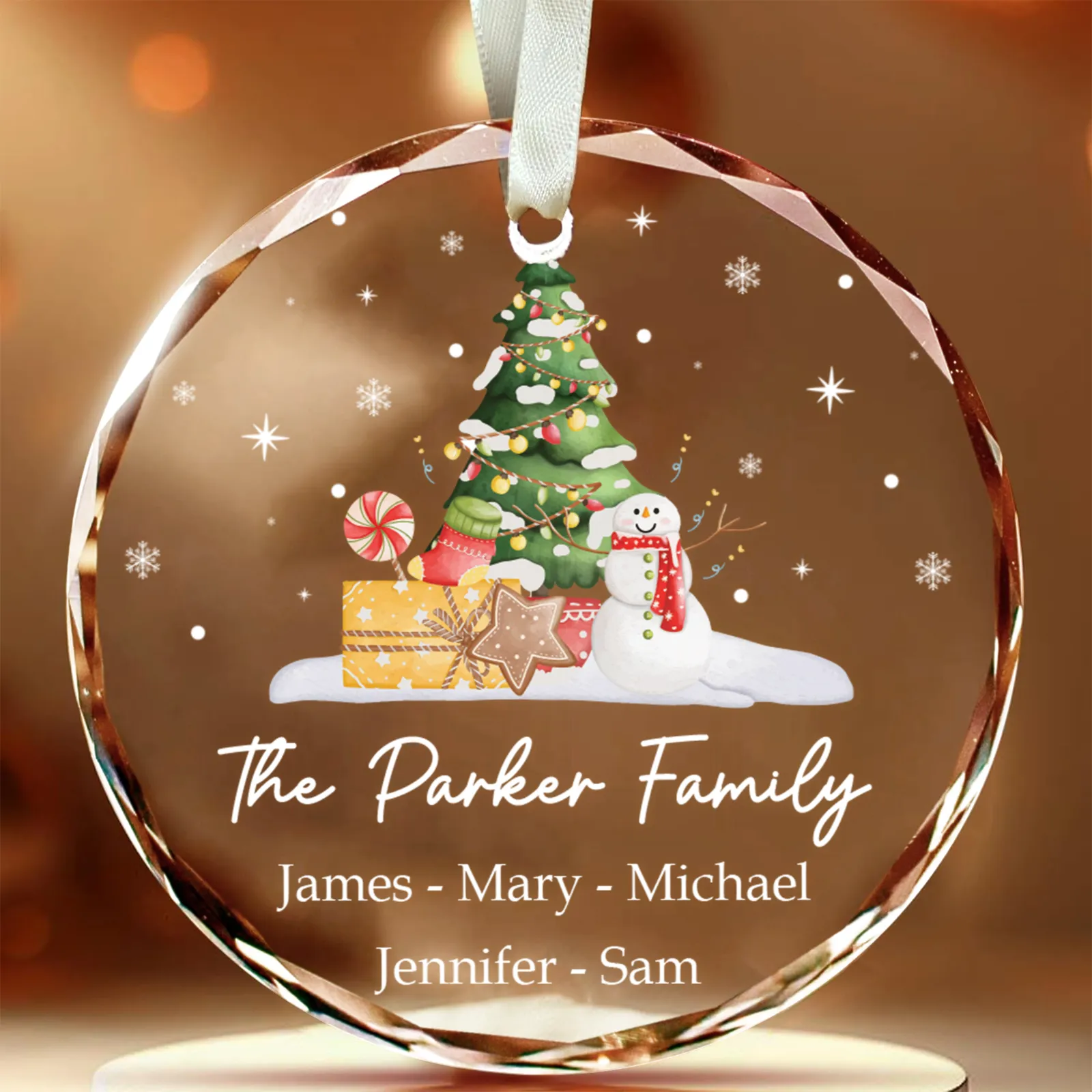 Personalized Family Christmas Glass Ornaments GX02-5