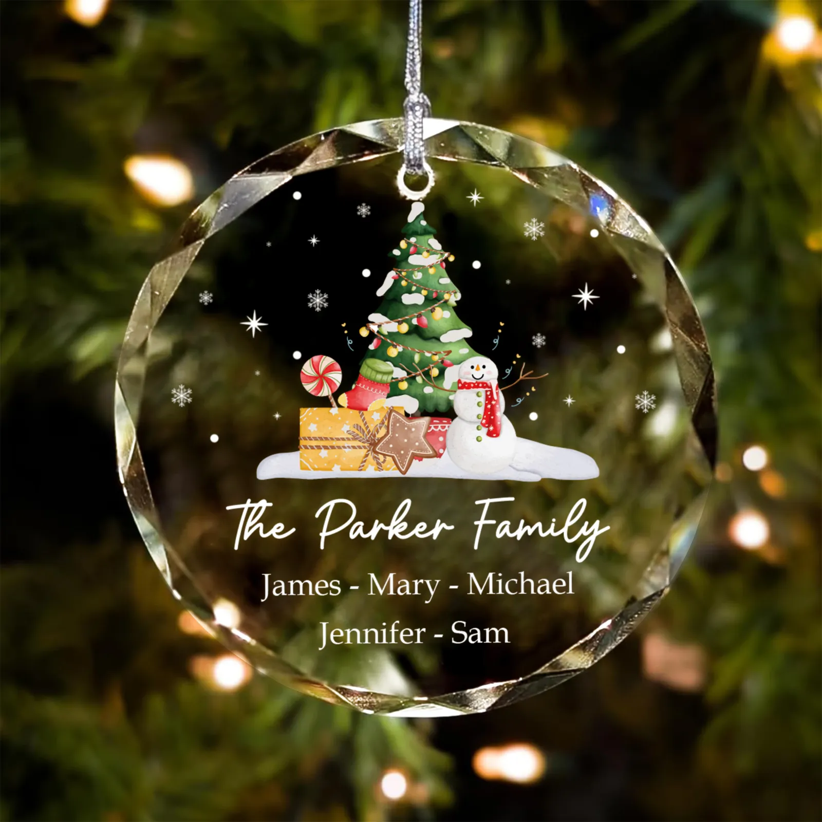 Personalized Family Christmas Glass Ornaments GX02-5