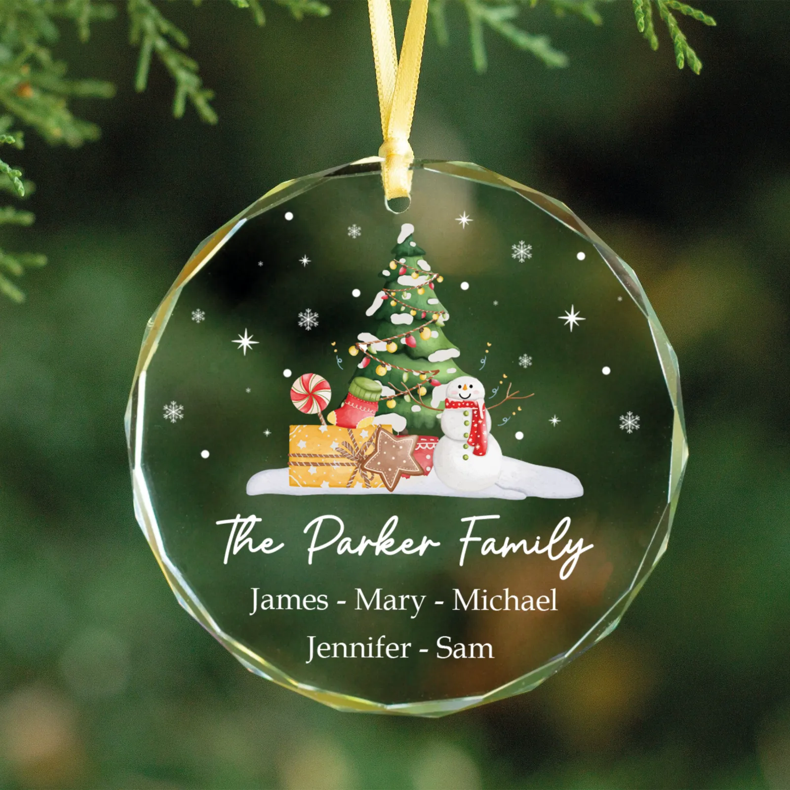 Personalized Family Christmas Glass Ornaments GX02-5