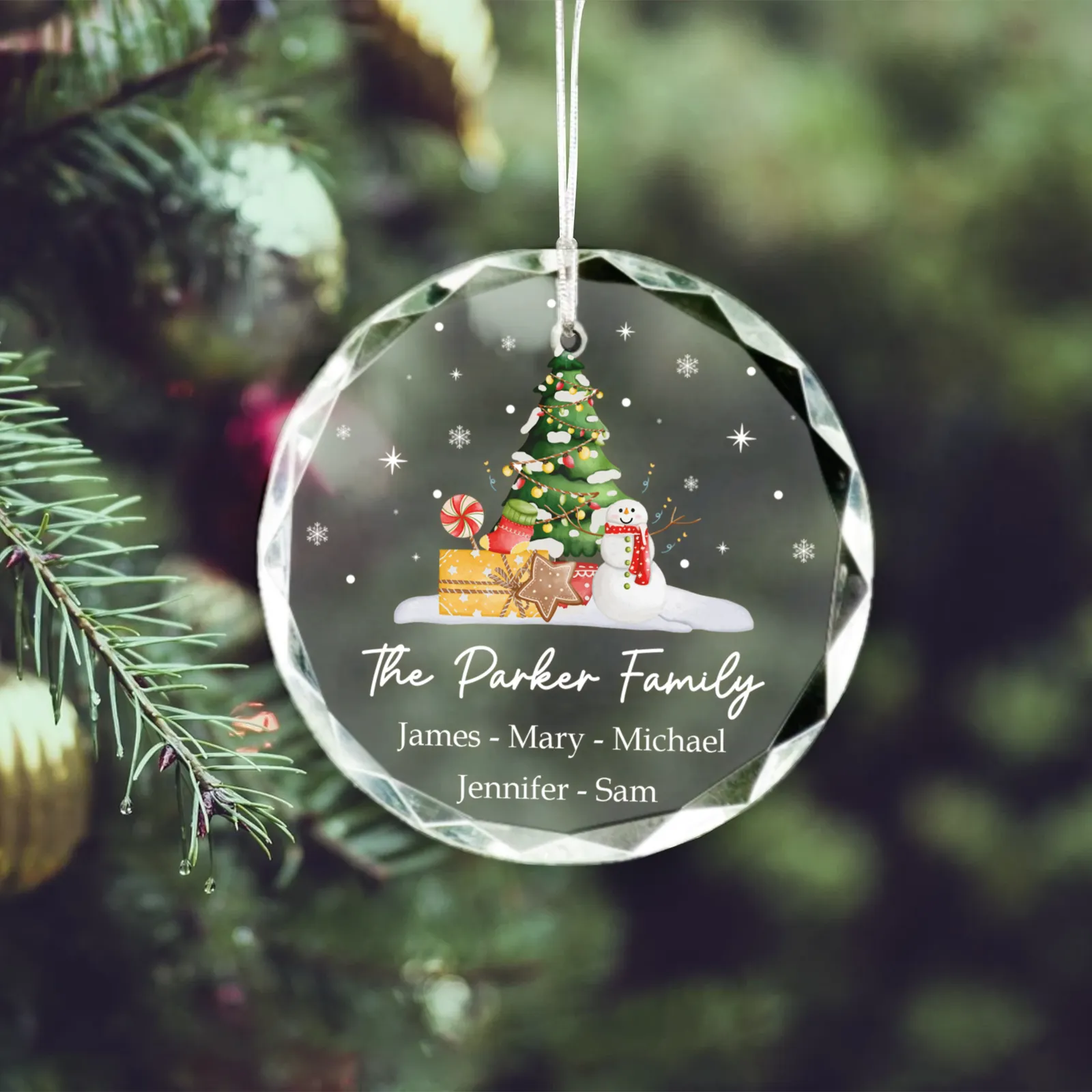 Personalized Family Christmas Glass Ornaments GX02-5