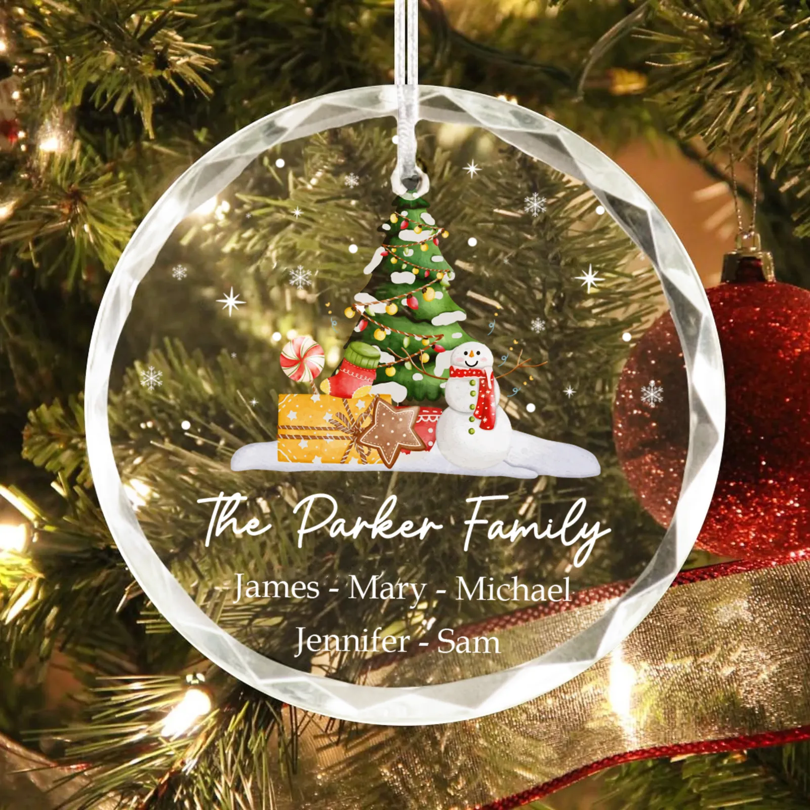 Personalized Family Christmas Glass Ornaments GX02-5