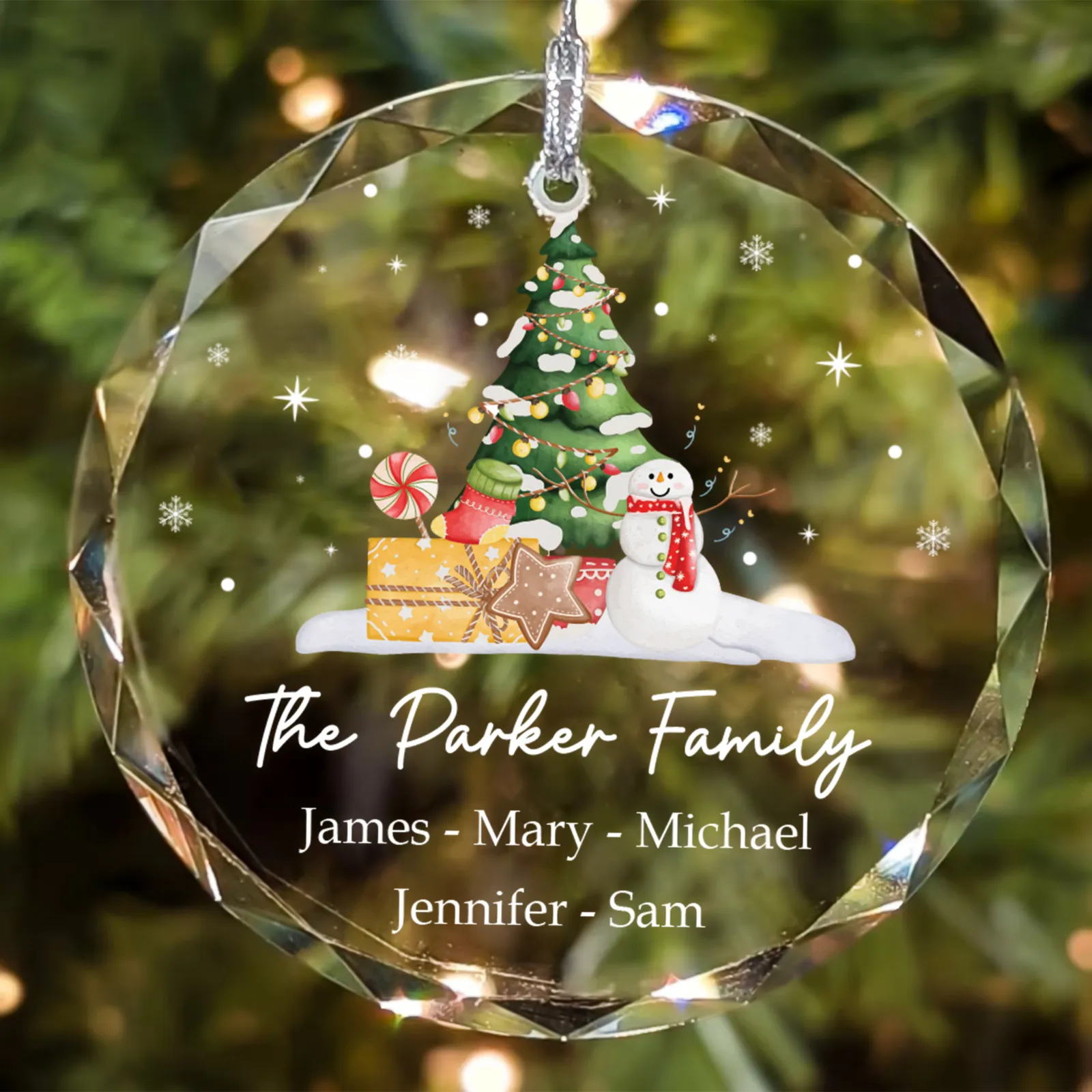 Personalized Family Christmas Glass Ornaments GX02-5