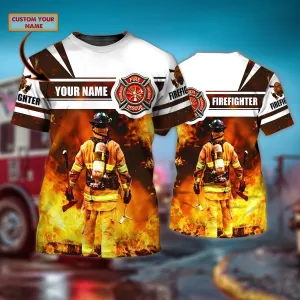 Personalized Firefighter Job Shirt Full Printing, Firefighter Shirts Custom, Wildland Firefighter Shirt, Firefighter T Shirt Designs