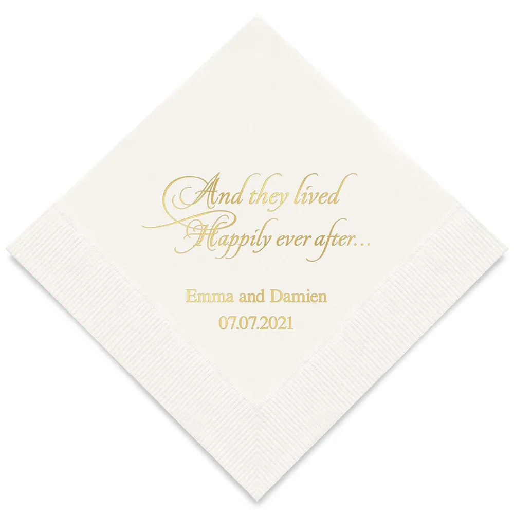 PERSONALIZED FOIL PRINTED PAPER NAPKINS - Happily Ever After

(50/pkg)