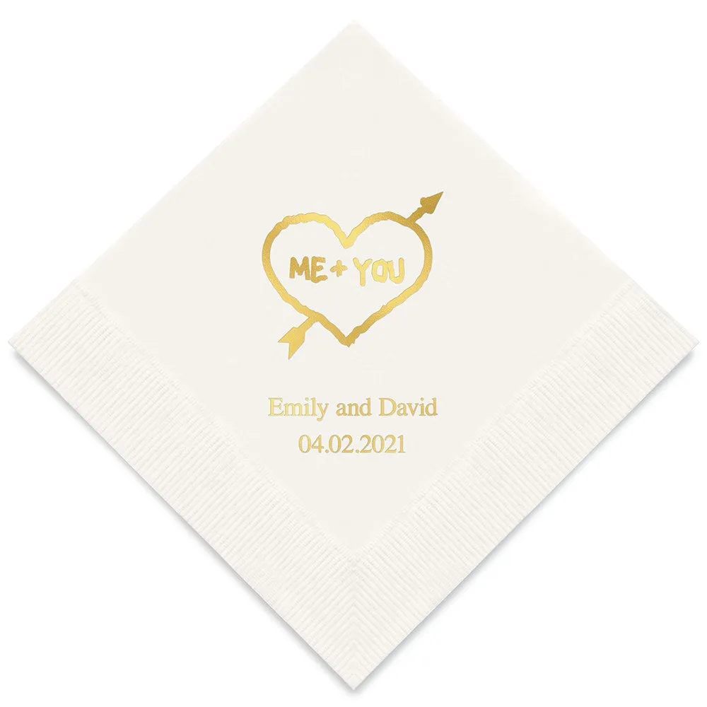 PERSONALIZED FOIL PRINTED PAPER NAPKINS - Me You In Heart And Arrow

 (50/pkg)