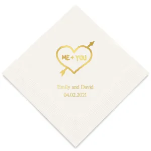 PERSONALIZED FOIL PRINTED PAPER NAPKINS - Me You In Heart And Arrow

 (50/pkg)