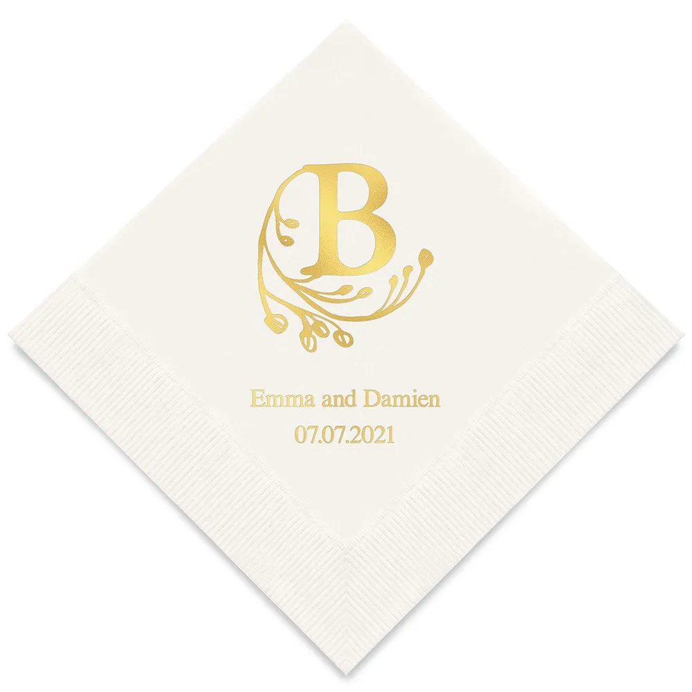 PERSONALIZED FOIL PRINTED PAPER NAPKINS - Modern Fairy Tale Initial

(50/pkg)