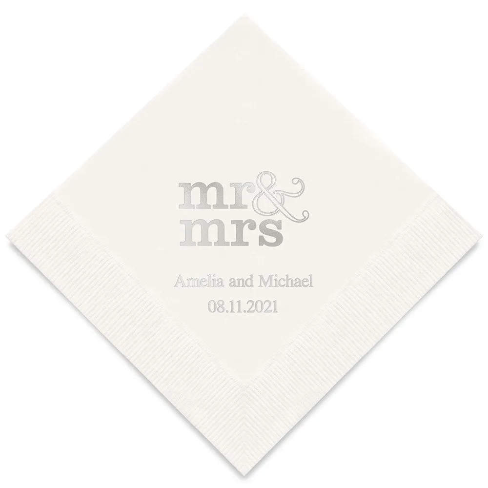 PERSONALIZED FOIL PRINTED PAPER NAPKINS - Mr & Mrs  (50/pkg)