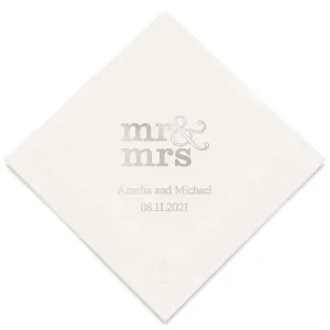 PERSONALIZED FOIL PRINTED PAPER NAPKINS - Mr & Mrs  (50/pkg)
