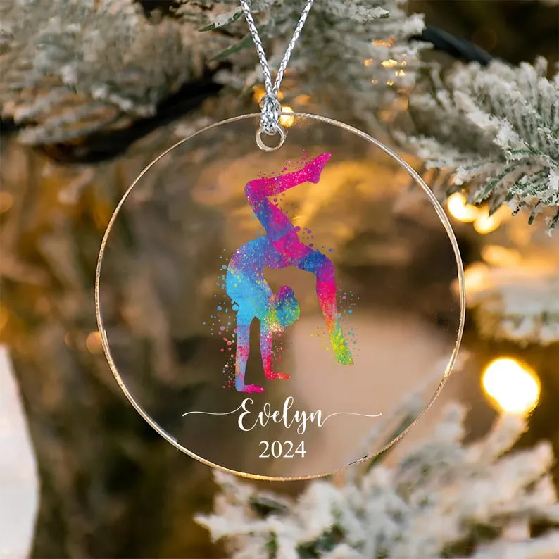 Personalized Gymnastics Ornament, Custom Gymnastics Acrylic Ornament