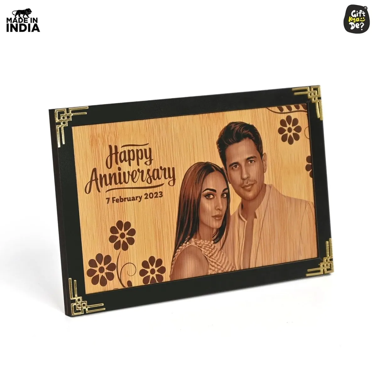 Personalized Wooden Table Mount Photo Frame | Gift For Anniversary, Valentine's Day | Sublimated 8x5 Inch