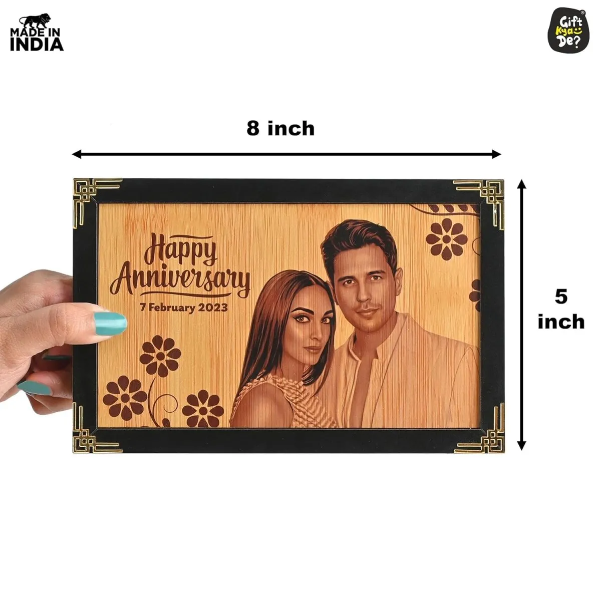 Personalized Wooden Table Mount Photo Frame | Gift For Anniversary, Valentine's Day | Sublimated 8x5 Inch