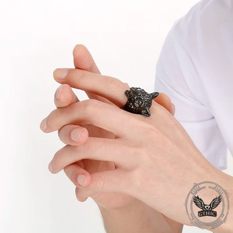 Punk Viking Wolf Head Stainless Steel Ring