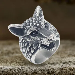 Punk Viking Wolf Head Stainless Steel Ring