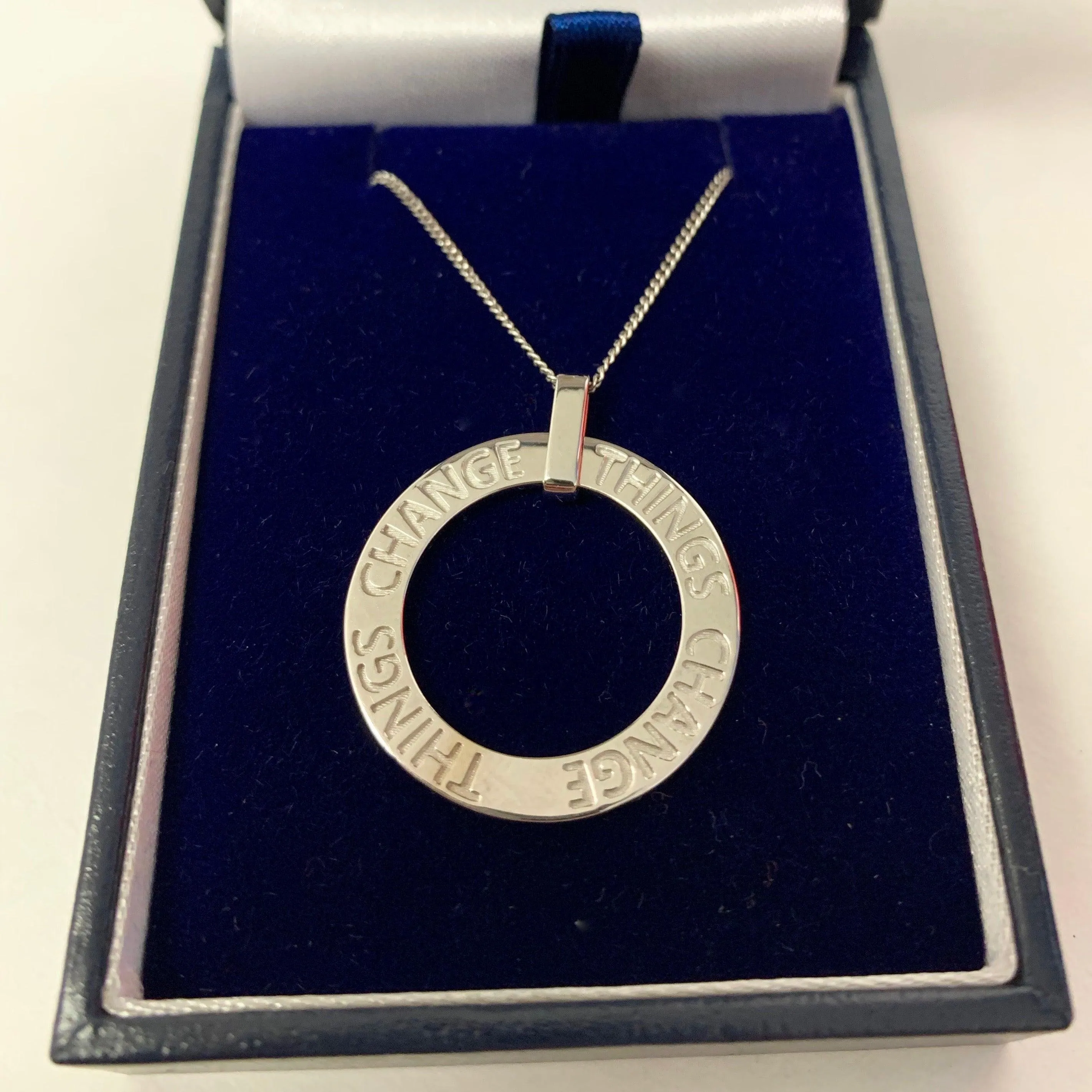 "Things Change" Personalized Circle Pendant Necklace