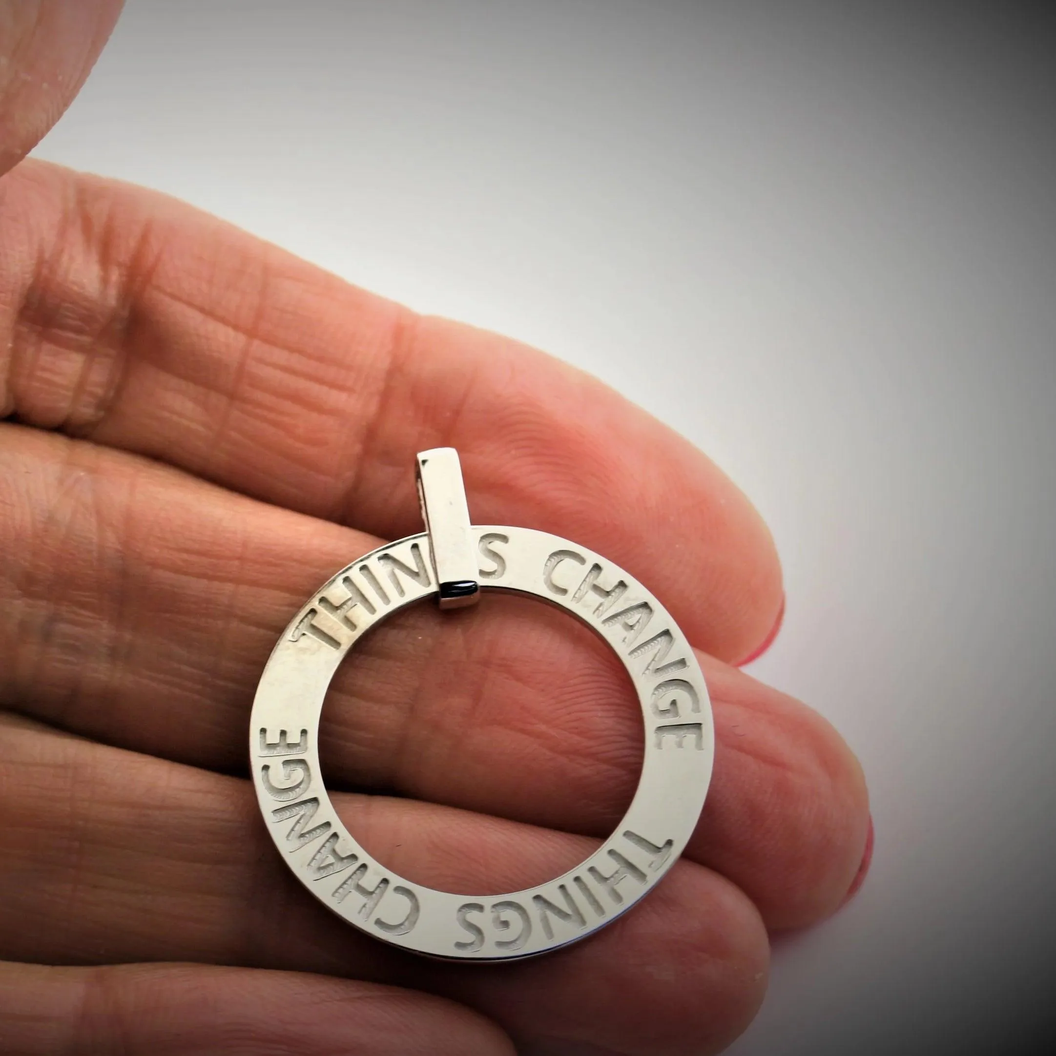 "Things Change" Personalized Circle Pendant Necklace