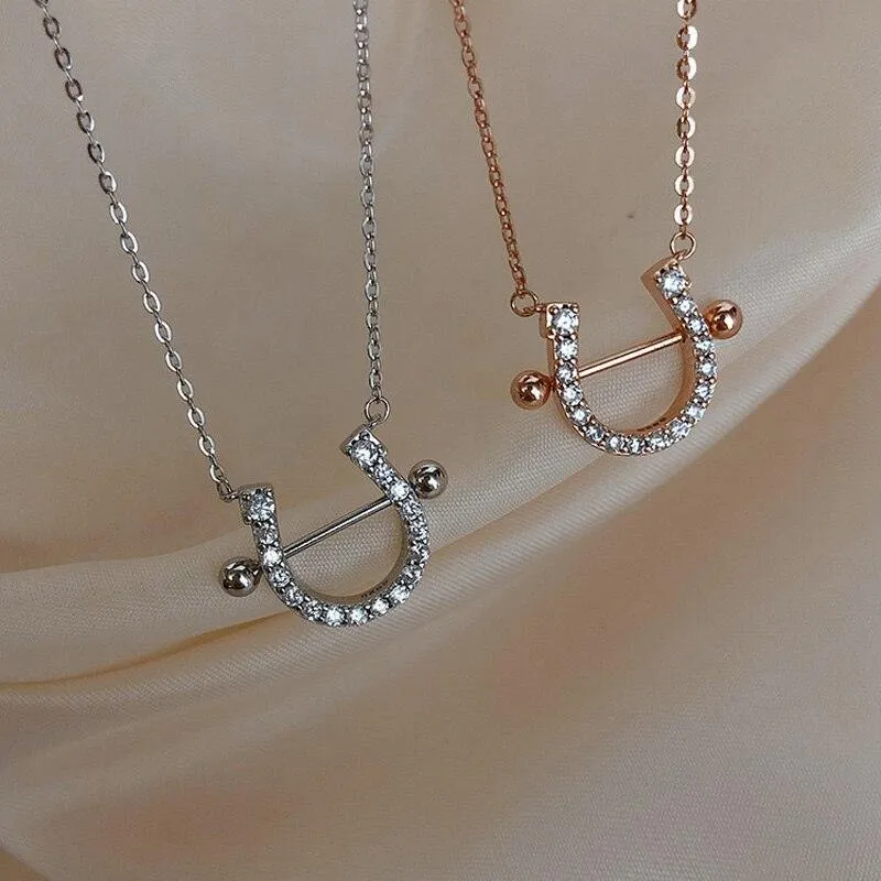 Radiant Horseshoe Zircon Necklace and Earrings Set