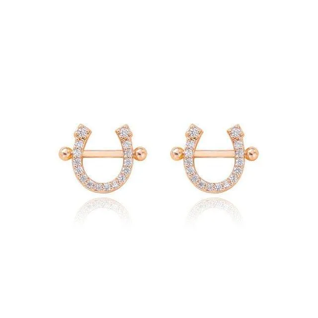 Radiant Horseshoe Zircon Necklace and Earrings Set