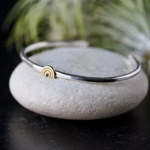 Rainbow Stacking Cuff bracelet sterling silver and golden bronze