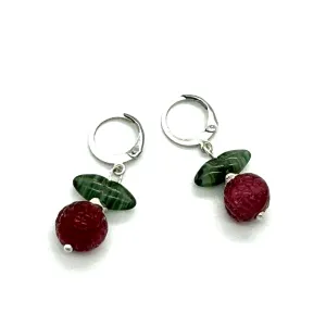 Raspberry Bush Earrings - vintage glass collection