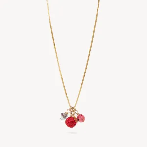 Red & Gold Sparkle Ball™ Cluster Necklace