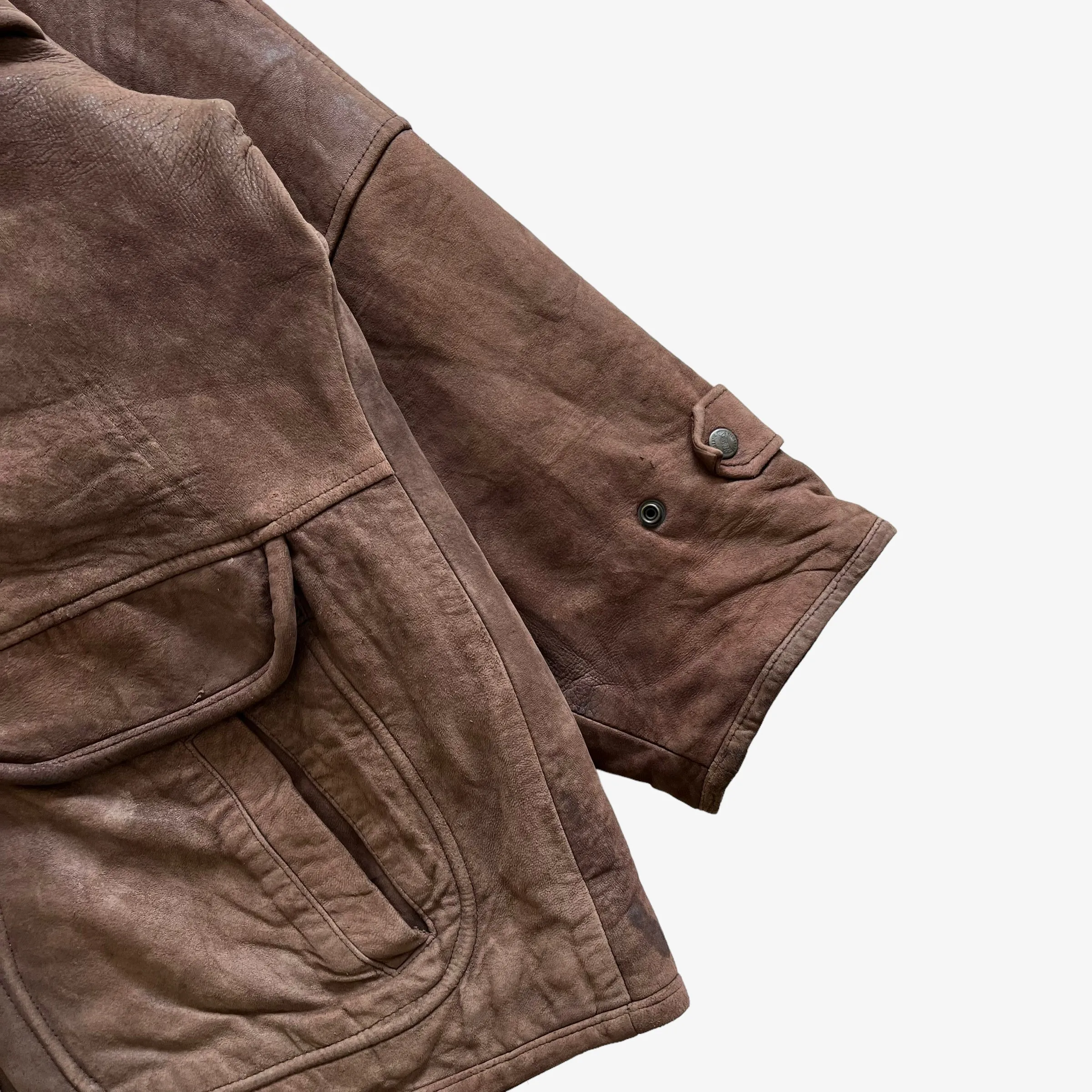 Redskins Leather Hooded Jacket With Fish Hook Fasteners