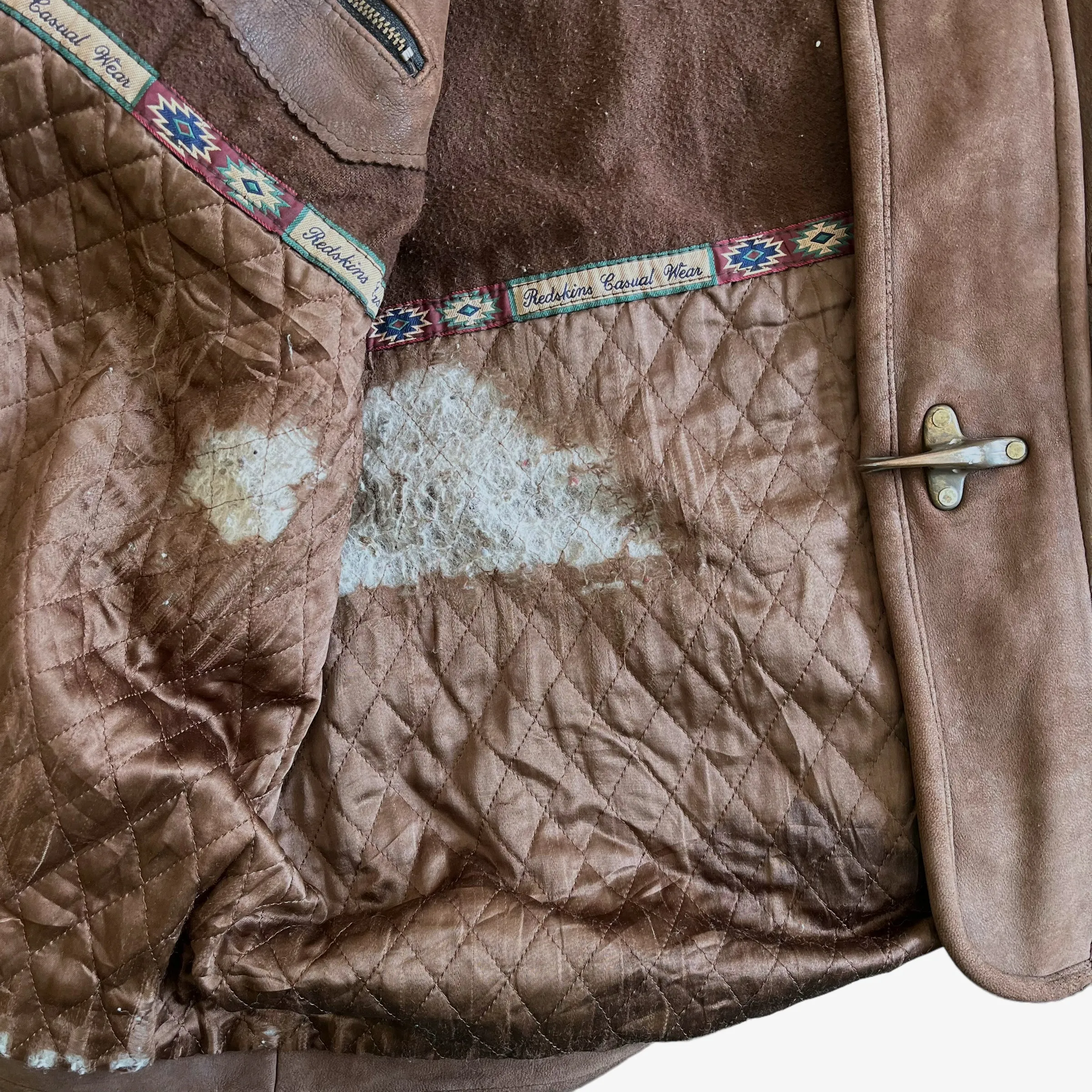 Redskins Leather Hooded Jacket With Fish Hook Fasteners