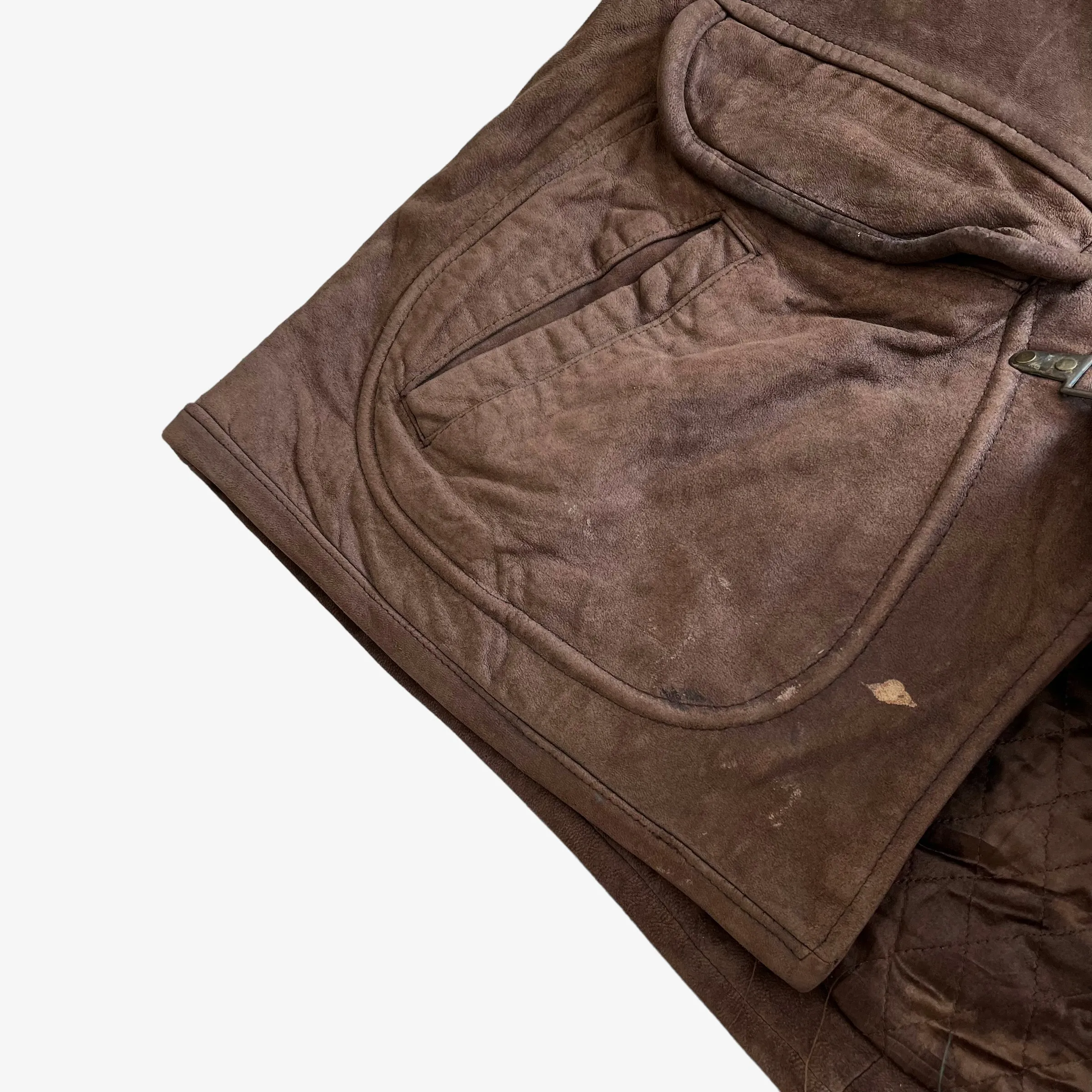 Redskins Leather Hooded Jacket With Fish Hook Fasteners