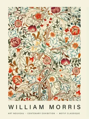Retro Acanthus - William Morris Exhibition Poster - Vintage Naturalistic Floral Wall Art - Canvas Prints