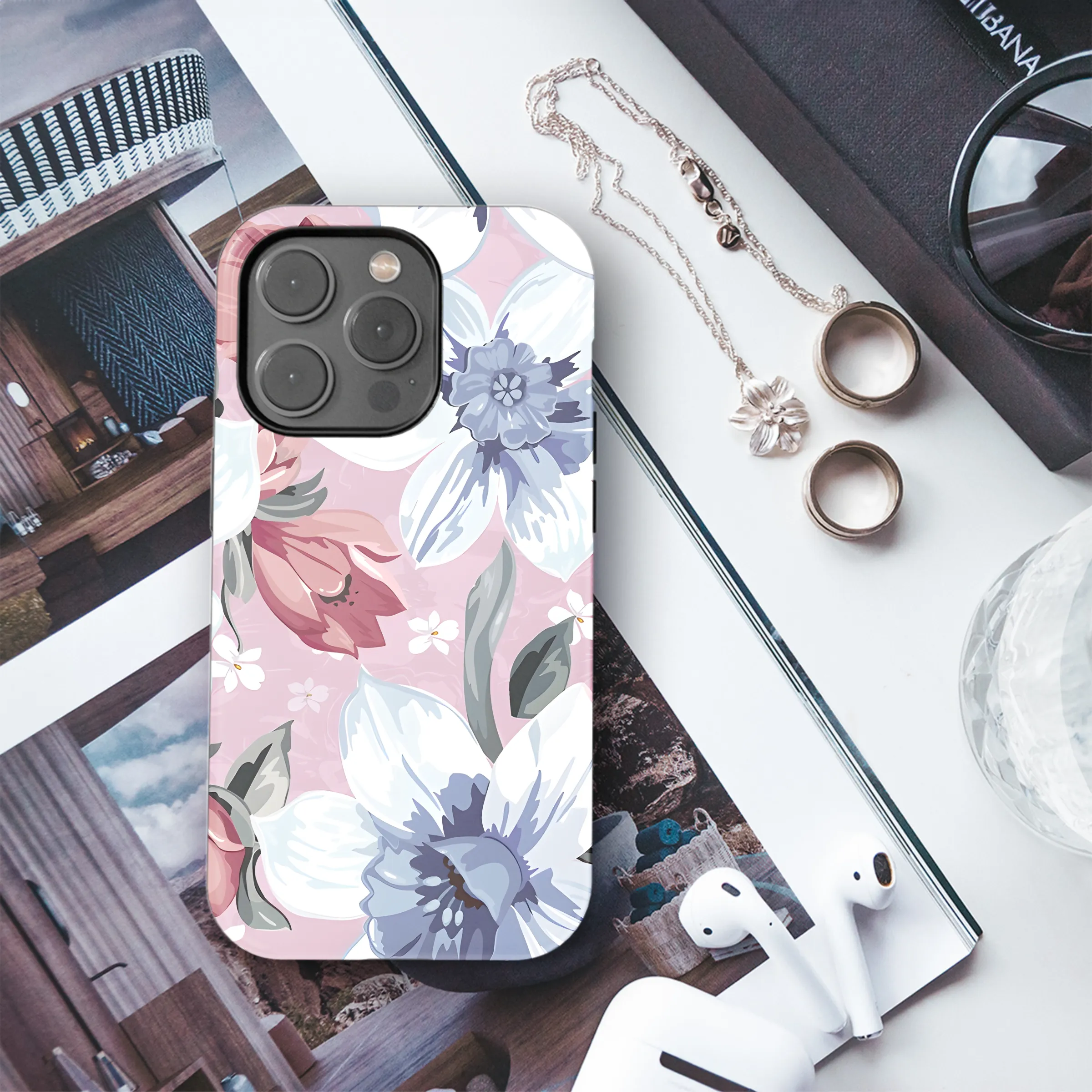 Retro Pink Narcissus Phone Case iPhone Samsung Cover Pixel 2816