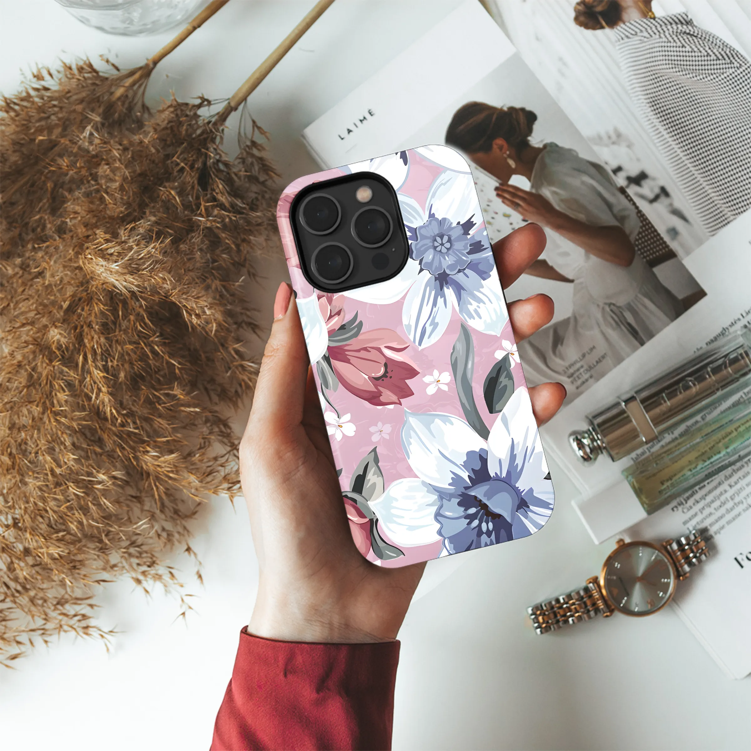 Retro Pink Narcissus Phone Case iPhone Samsung Cover Pixel 2816