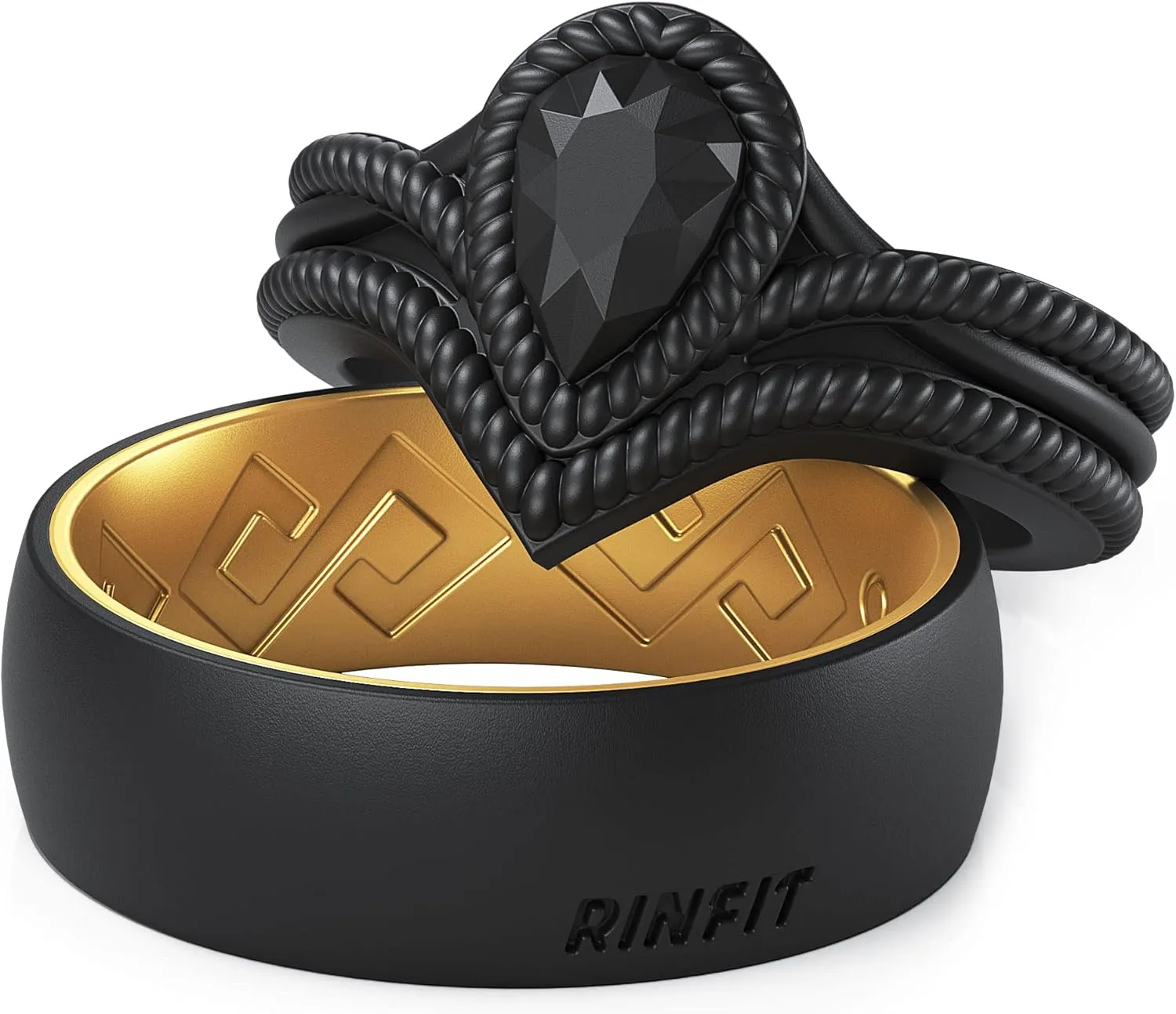 Rinfit Matching Silicone Rings for Couples - Silicone Wedding Bands Sets for Him and Her - His and Hers Ring - Patented Design