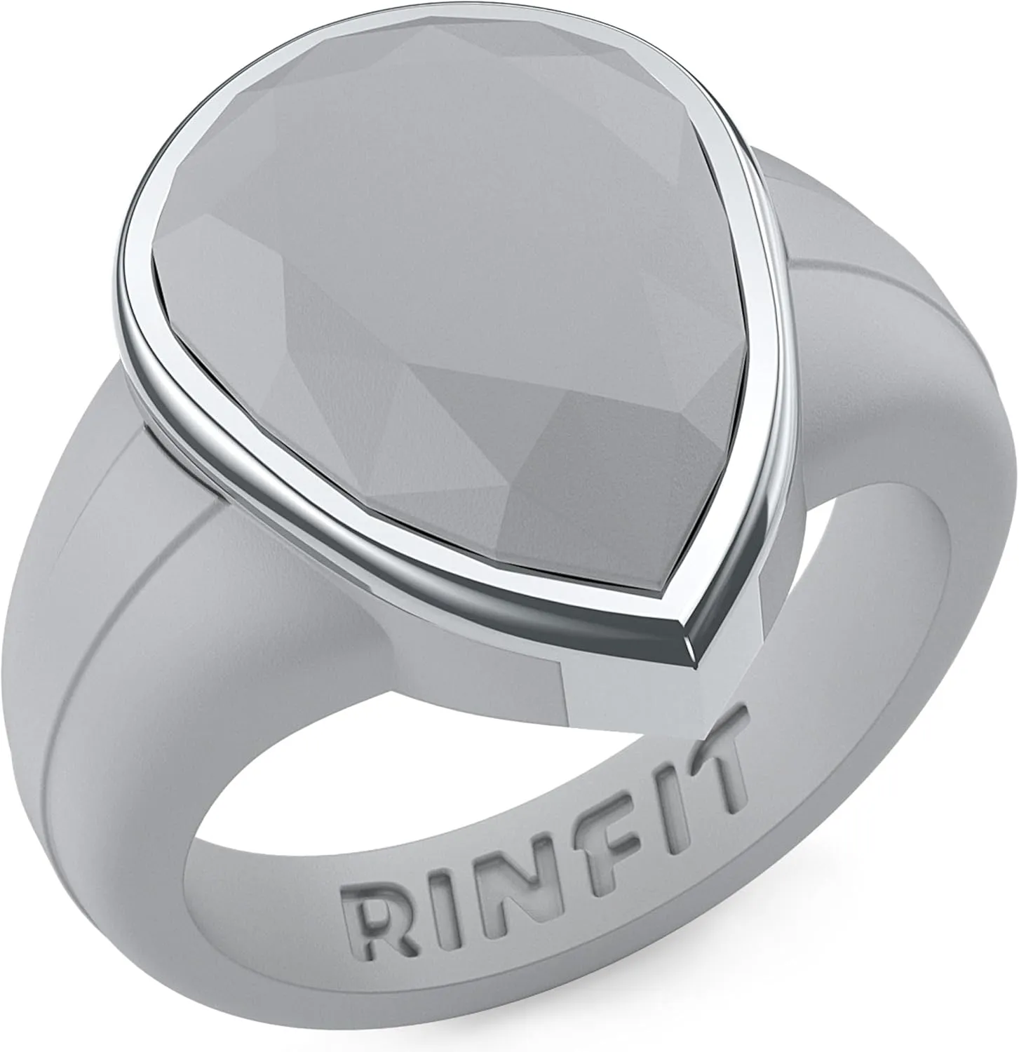 Rinfit Women's Silicone Rings - Engagement or Promise Rings for Her - Oversized Pear Silicone Wedding Bands Women - Patented Design