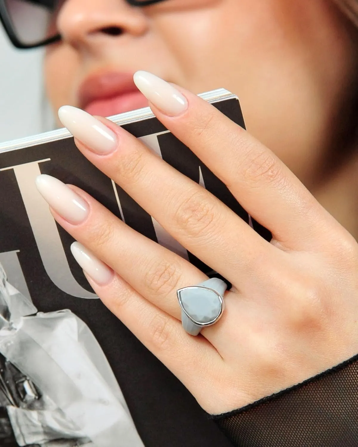 Rinfit Women's Silicone Rings - Engagement or Promise Rings for Her - Oversized Pear Silicone Wedding Bands Women - Patented Design
