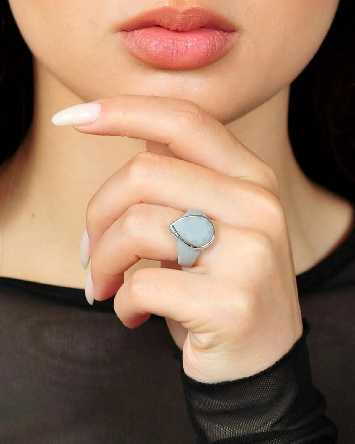 Rinfit Women's Silicone Rings - Engagement or Promise Rings for Her - Oversized Pear Silicone Wedding Bands Women - Patented Design