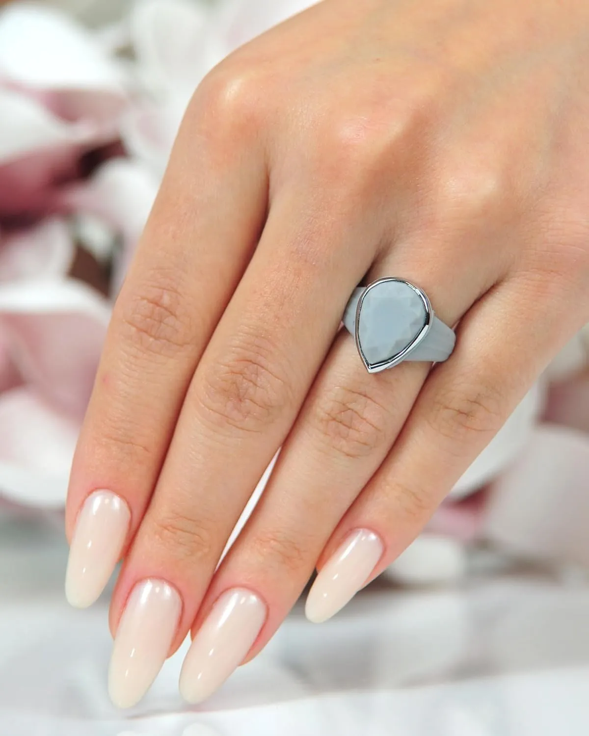 Rinfit Women's Silicone Rings - Engagement or Promise Rings for Her - Oversized Pear Silicone Wedding Bands Women - Patented Design