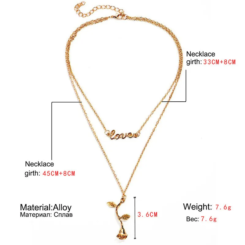 Romantic European and American Love Letter Necklace - Vienna Verve Collection