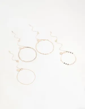 Rose Gold Mixed Chain Bracelets & Anklets 4-Pack
