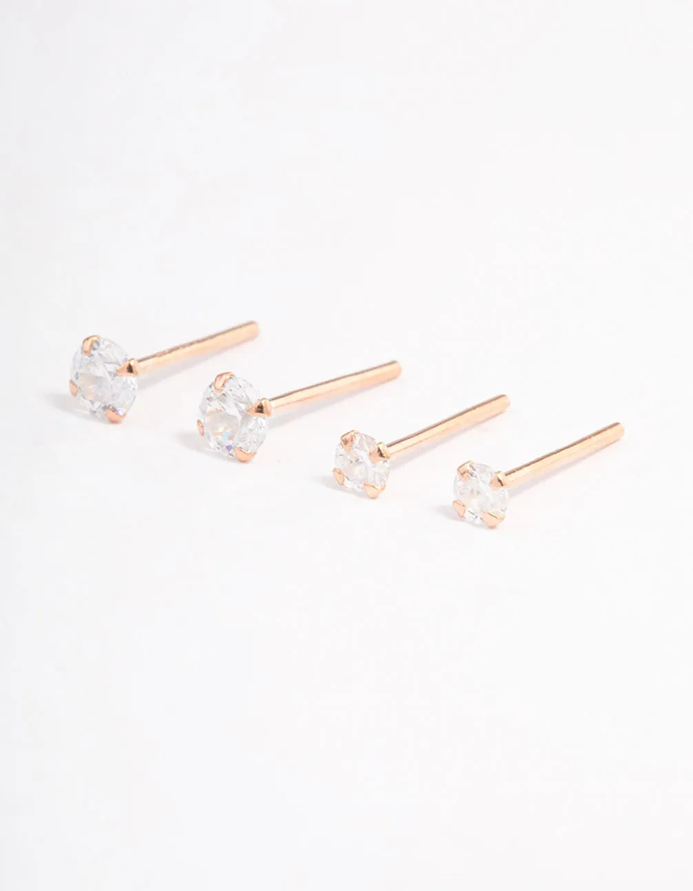 Rose Gold Plated Sterling Silver Double Diamante Stud Earring Pack