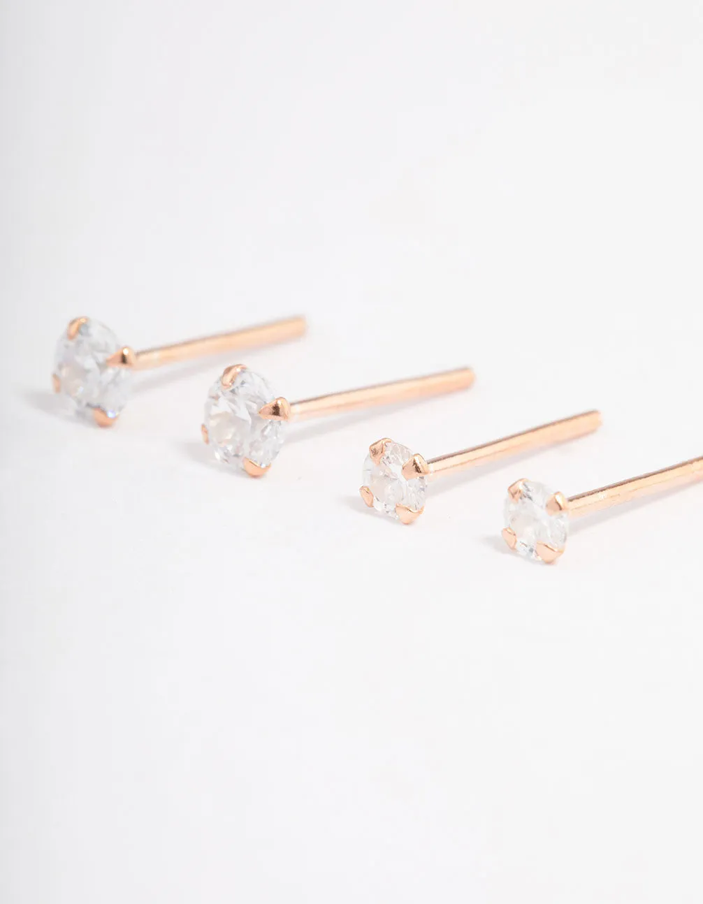 Rose Gold Plated Sterling Silver Double Diamante Stud Earring Pack