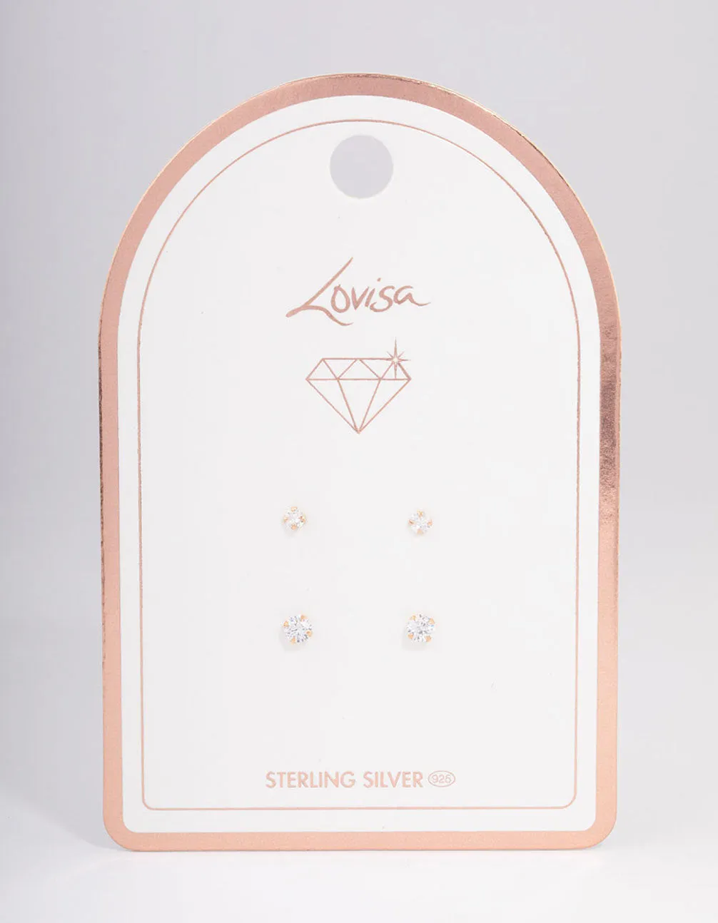Rose Gold Plated Sterling Silver Double Diamante Stud Earring Pack