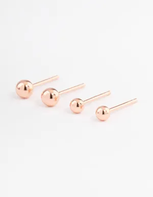 Rose Gold Plated Sterling Silver Plain Stud Earring Pack