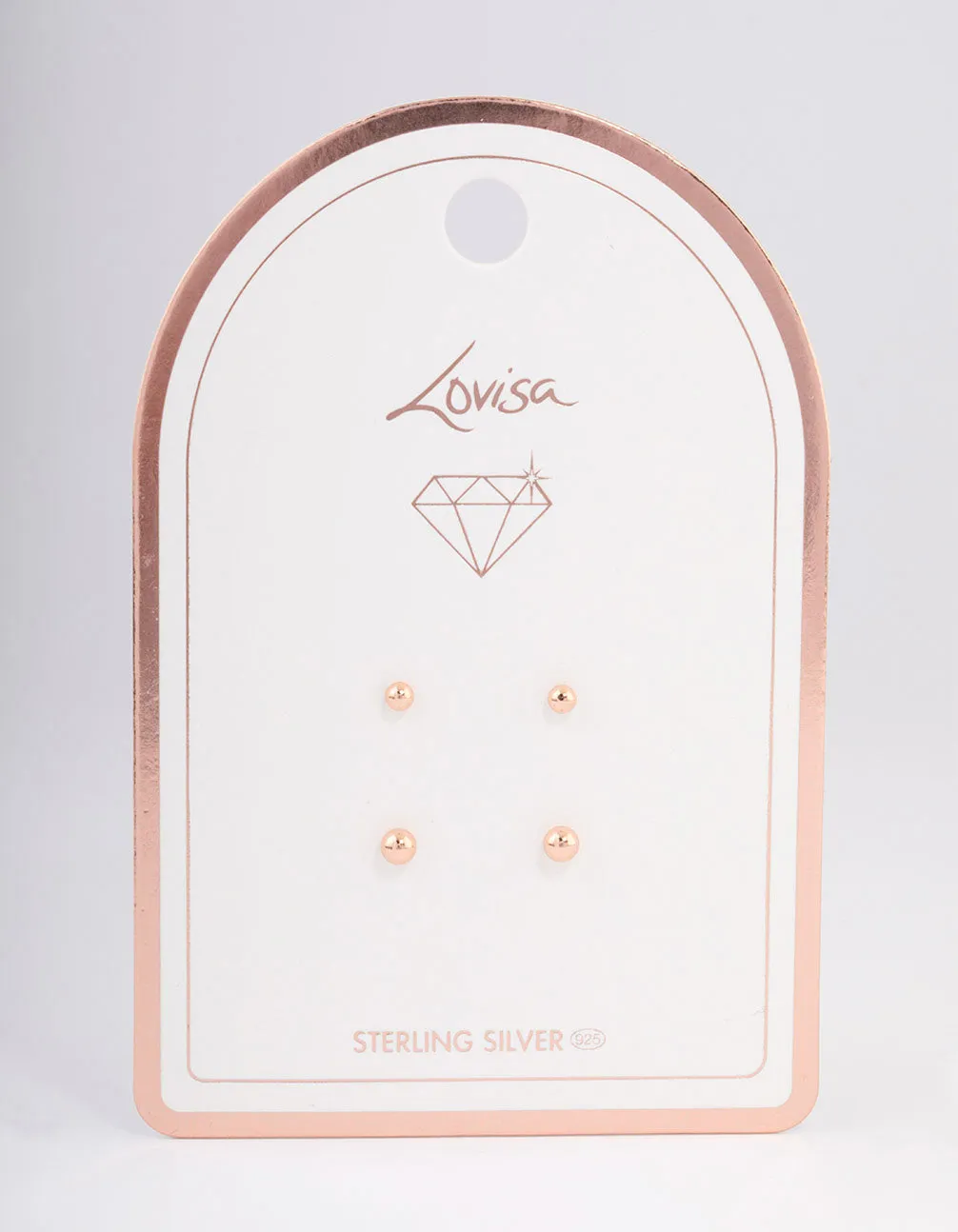 Rose Gold Plated Sterling Silver Plain Stud Earring Pack