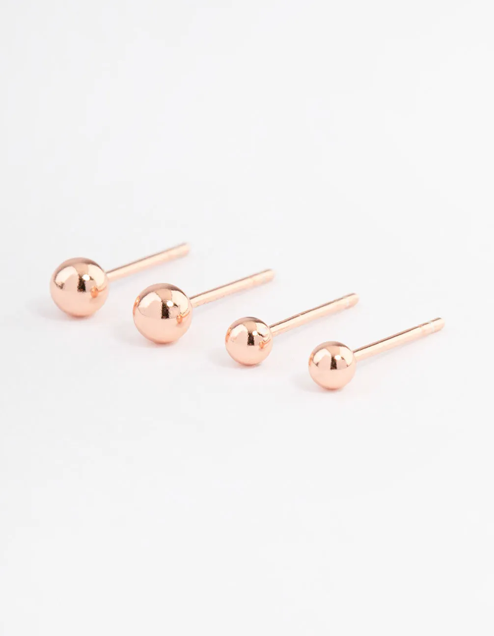 Rose Gold Plated Sterling Silver Plain Stud Earring Pack