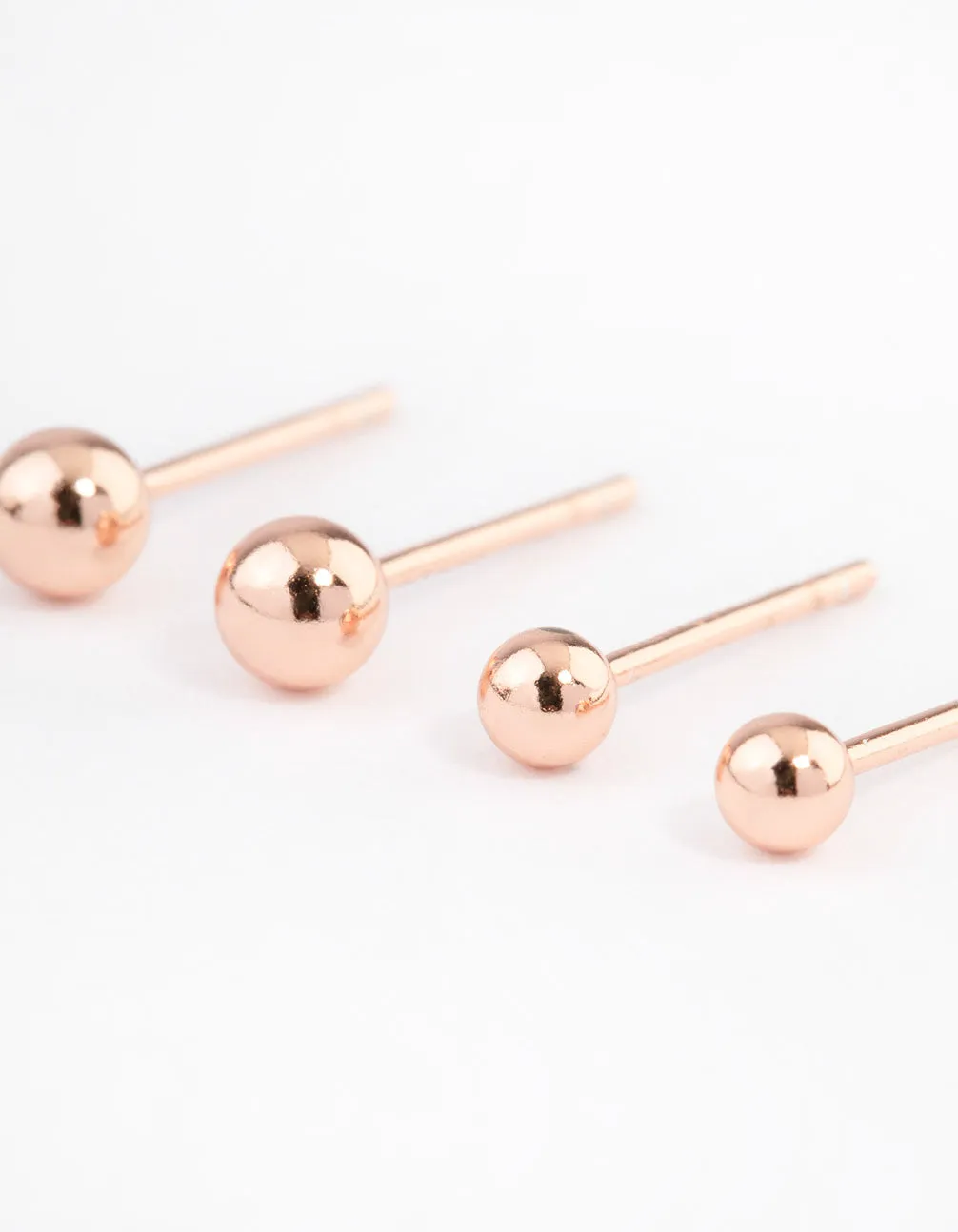 Rose Gold Plated Sterling Silver Plain Stud Earring Pack