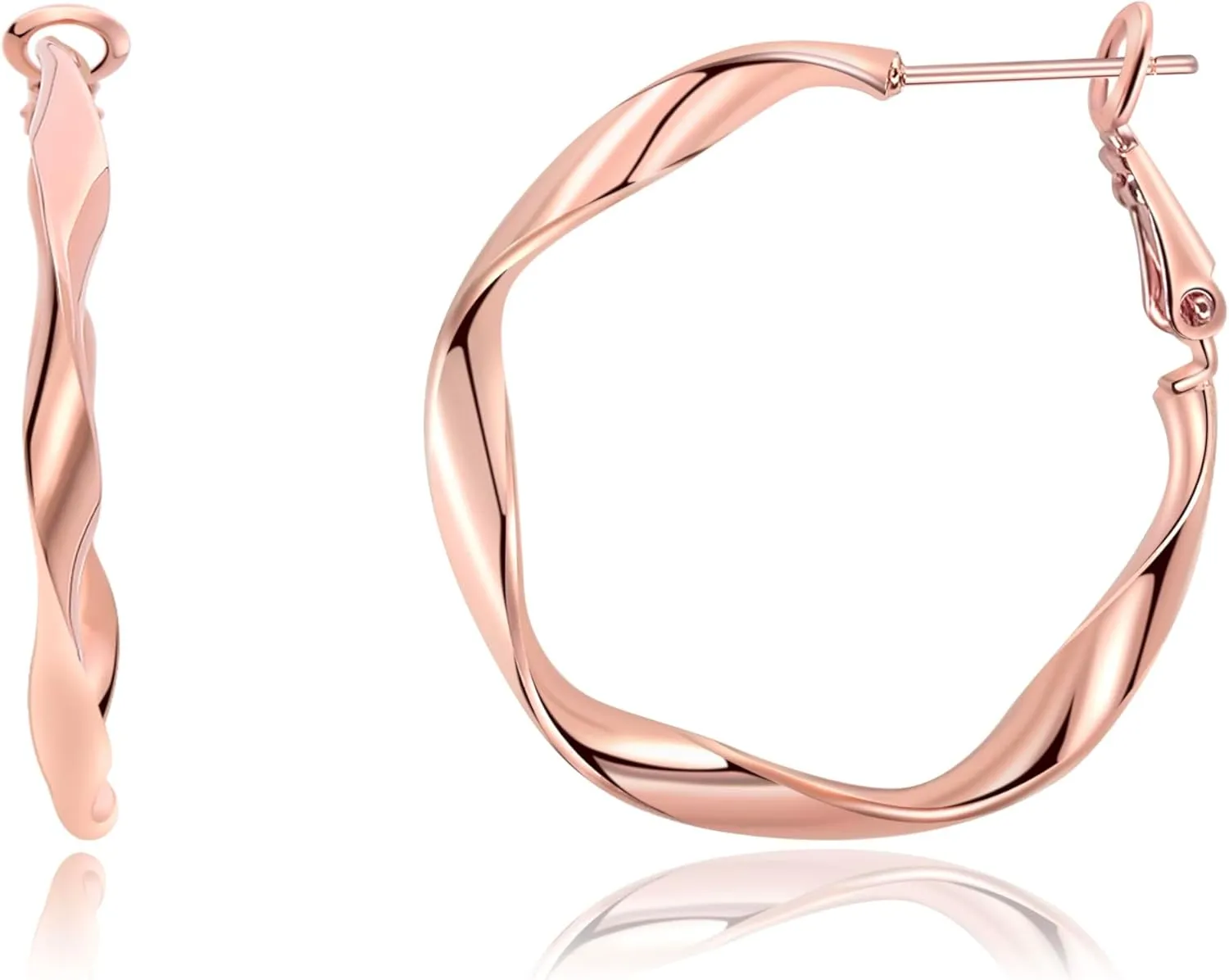 Rose Gold Plated Yellow Gold Plated White Gold Plated Hoop Earrings Lightweight Hoop Earrings For Women Loop Earrings 1in 2in