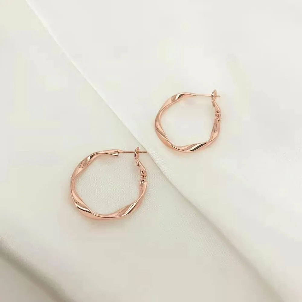 Rose Gold Plated Yellow Gold Plated White Gold Plated Hoop Earrings Lightweight Hoop Earrings For Women Loop Earrings 1in 2in