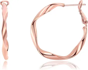 Rose Gold Plated Yellow Gold Plated White Gold Plated Hoop Earrings Lightweight Hoop Earrings For Women Loop Earrings 1in 2in