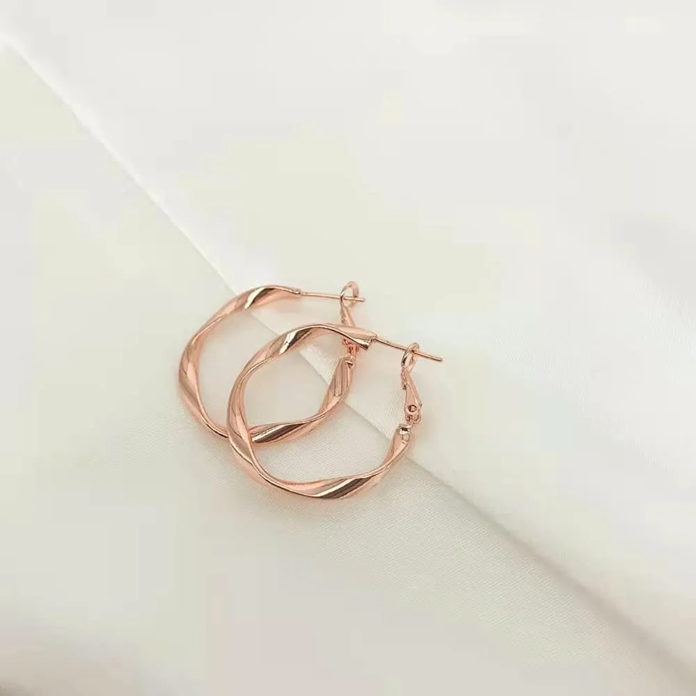 Rose Gold Plated Yellow Gold Plated White Gold Plated Hoop Earrings Lightweight Hoop Earrings For Women Loop Earrings 1in 2in